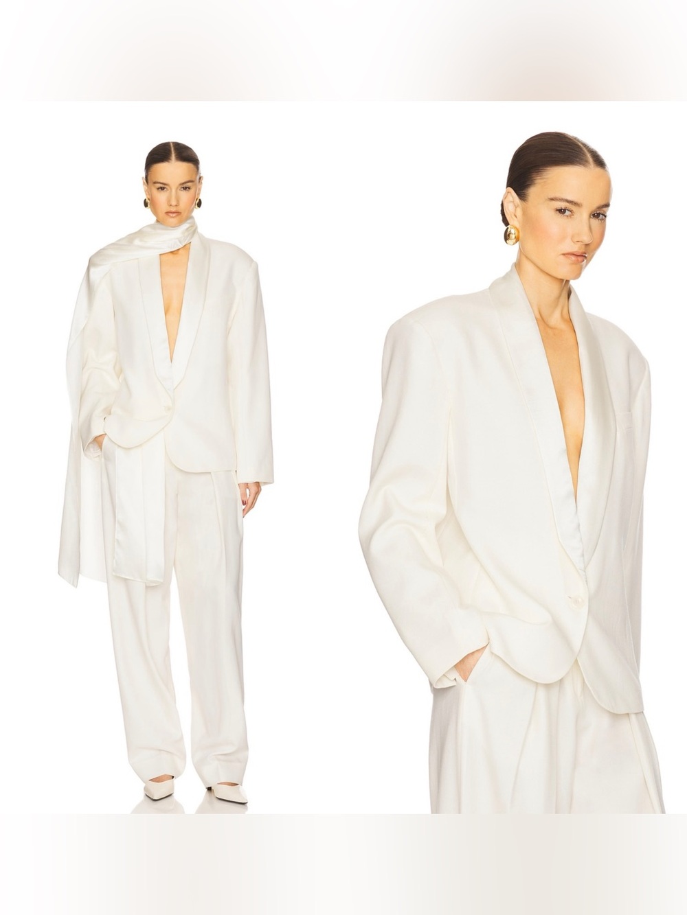 NWT HELSA The Tux wool blazer in Cream